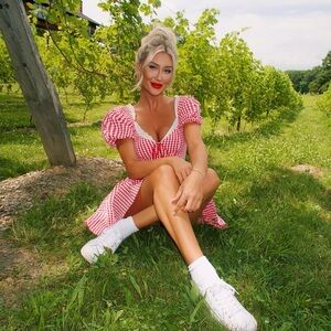 Fashion Nova Red and White Gingham Dress